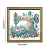 Sewing Machine DIY Special Shape Double sided Print Clear Diamond Art Kit Wooden Framed Diamond Painting Kit(22x22cm)