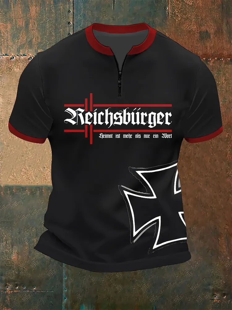 Herren Reichs b&uuml;rger Heimat bedrucktes Kurzarm-T-Shirt