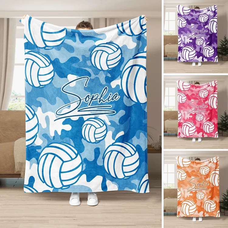 Personalized Volleyball Blanket, Custom Name Number Soft Cozy Blankets  | BKKid351