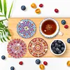 12Pcs/set Diamond Painting Mandala Coaster Cup Cushion with Rack Home Decor
