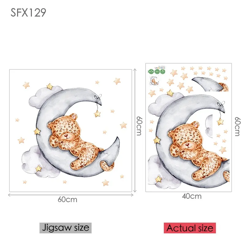 Rabbit Wall Stickers For Children's Room Decorative Vinyl Bear Wall Stickers For Kids Rooms Animal Pattern Wall Stickers Child