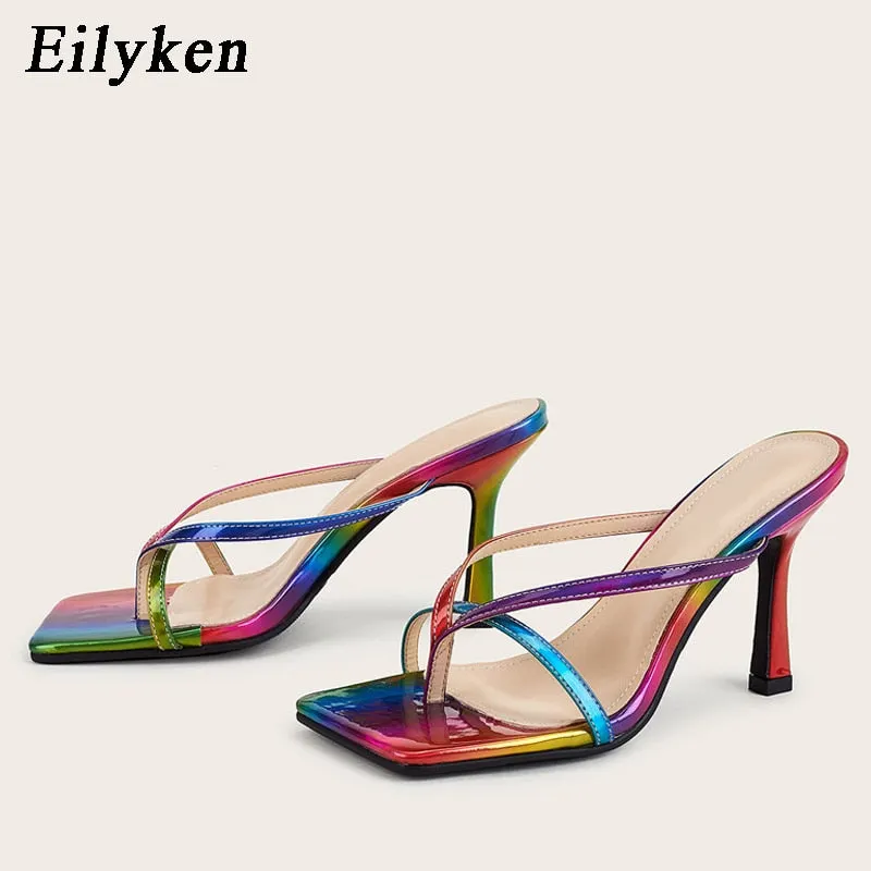 Eilyken 2022 New Color Women Slipper Summer Outdoor Sandal High Heel Slip On Flip Flops Women Slides Sandal size 41 42
