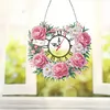 (US Local)Acrylic Special Shape Flowers 5D Diamond Painting Clock Art Craft for Home Decor
