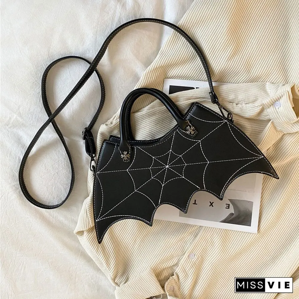 Spider Web Print Bat Irregular Crossbody Bag
