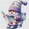 (Small Size)Gnome Goes To Toilet - 18CT Stamped Cross Stitch - 25*25cm