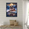 Moon Wolf-Full Round Diamond Painting 40*50cm