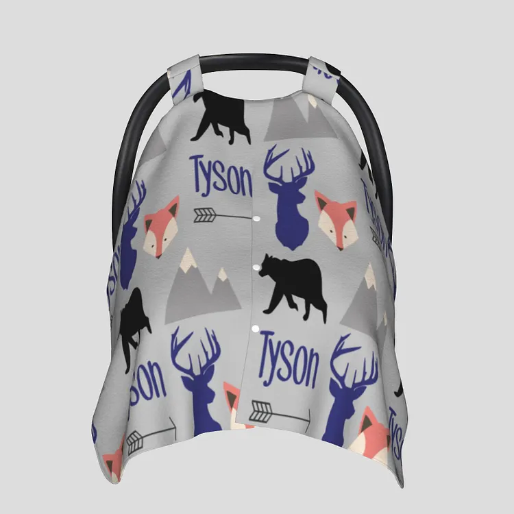 Personalized Baby Woodland Animals Car Seat Canopy for Comfort & Unique| C24