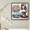 >SALE<5D DIY Partial Special Shaped Drill Diamond Painting Kit Retro Girl 30x30cm