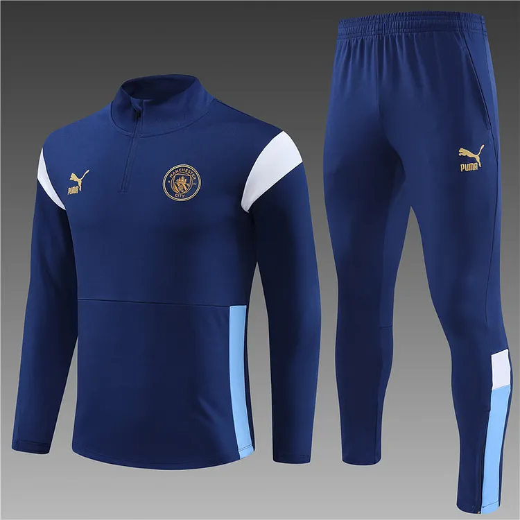 2023-24 Manchester City Royal Blue Half-Dress Training Jersey