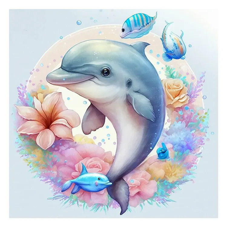 Dolphin 35*35CM(Canvas) Full Round Drill Diamond Painting gbfke