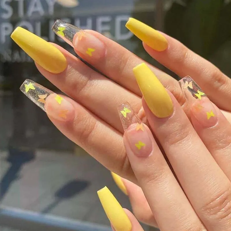 24pcs/set Press on Nail Tips Acrylic 10 Sizes Flower Design Fake Nails Art Full Cover French False Nail Art Tips Artifical Nails-Nail Inspo