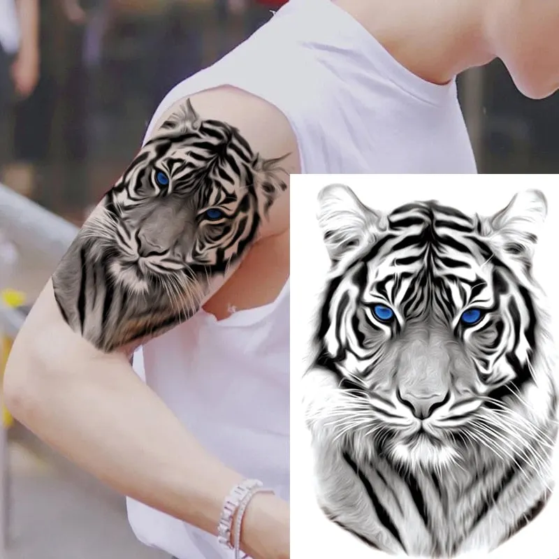 100Pcs Wholesales Waterproof Temporary Tattoo Sticker Tiger Lion Wolf Forest Man Big Sexy Flower Women Body Arm Art Fake Tattoos