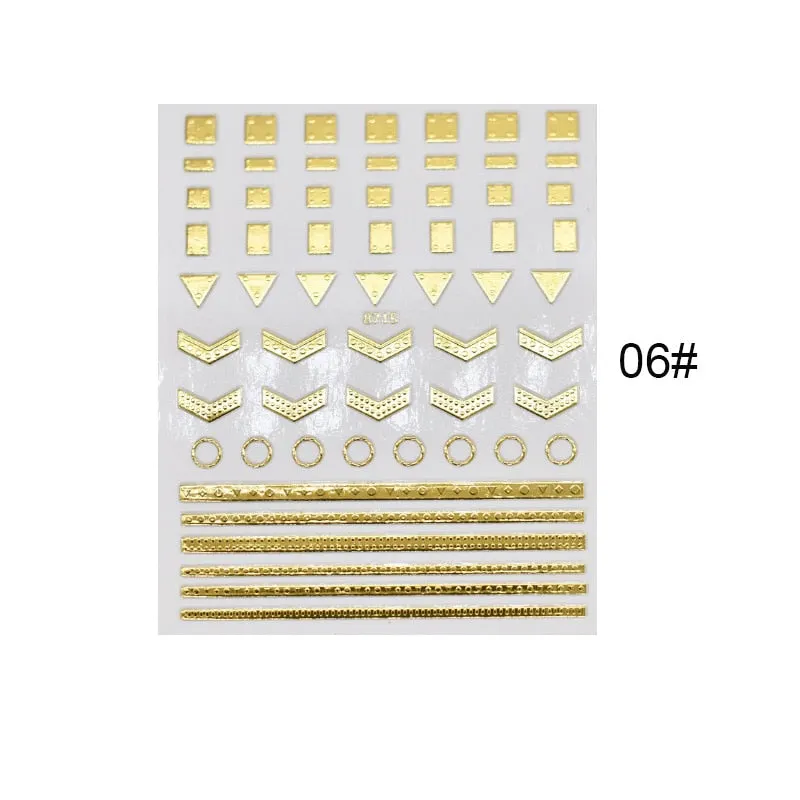 1 Sheet Christmas 5D Nail Stickers Gold And Sliver Snowflakes Transfer Nail Decals Slider Decoration For Manicuries