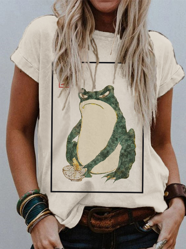 Japanese  Frog Art Short Sleeve T Shirt