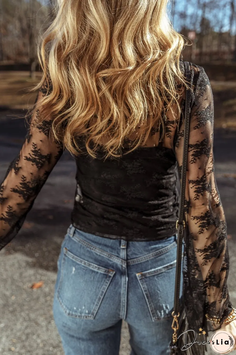 Lace Crochet Splicing Slim Fit Blouse