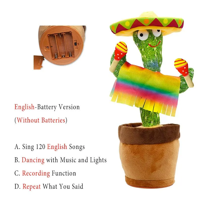Rechargeable Dancer Cactus With Sound In Spanish Captus Dancer For Babies USB Dancing Cactus Parlant Toy Russian