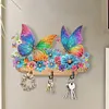 (US Local)Wooden Special Shaped Flowers Butterflies Diamond Art Craft Wall Hooks for Home