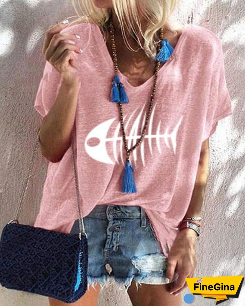 Fashion Plus Size Women Printed Holiday Daily Blouse