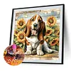 Beagle-Peinture au diamant de forage rond-40*40cm