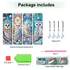 (US Local)8Pcs DIY Owl Diamond Painting Art Bookmarks with Crystal Pendants for Reading
