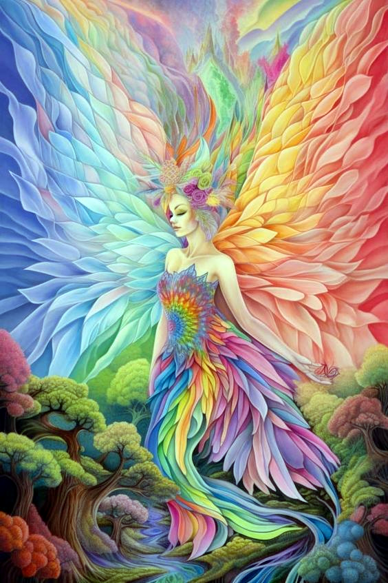  Colorful Wings 40*60CM (Canvas)AB Round Drill Diamond Painting gbfke