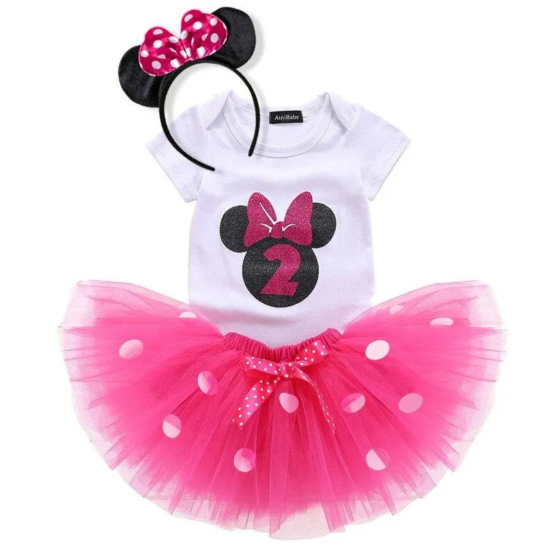 Fantasy 1 2 Year Birthday Baby Girl Dress Summer Girls Dots Clothes Kids Dresses For Girl Party Tutu Tutu Outfits 3pcs Clothing