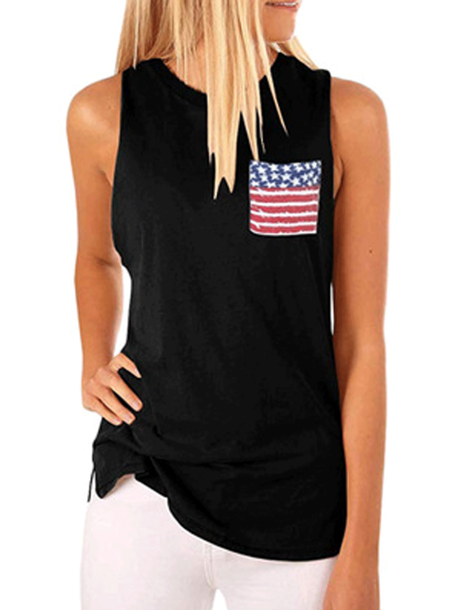 Independence Day Flag Pocket Sleeveless T-shirt