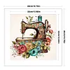 (Stamped/Counted) Retro Floral Sewing Machine - 14CT Cross Stitch 40*40cm/15.75*15.75in