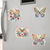 (US Local)6Pcs Flower Butterfly Diamond Painting Art Fridge Magnet for Fridge Whiteboards
