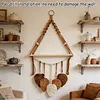 Boho Floating Shelves for Wall Decor with Wood Shelves & Macrame Leaf Floating Storage Display Shelving No Drilling for Bathroom Bedroom Office Living Room Dorm