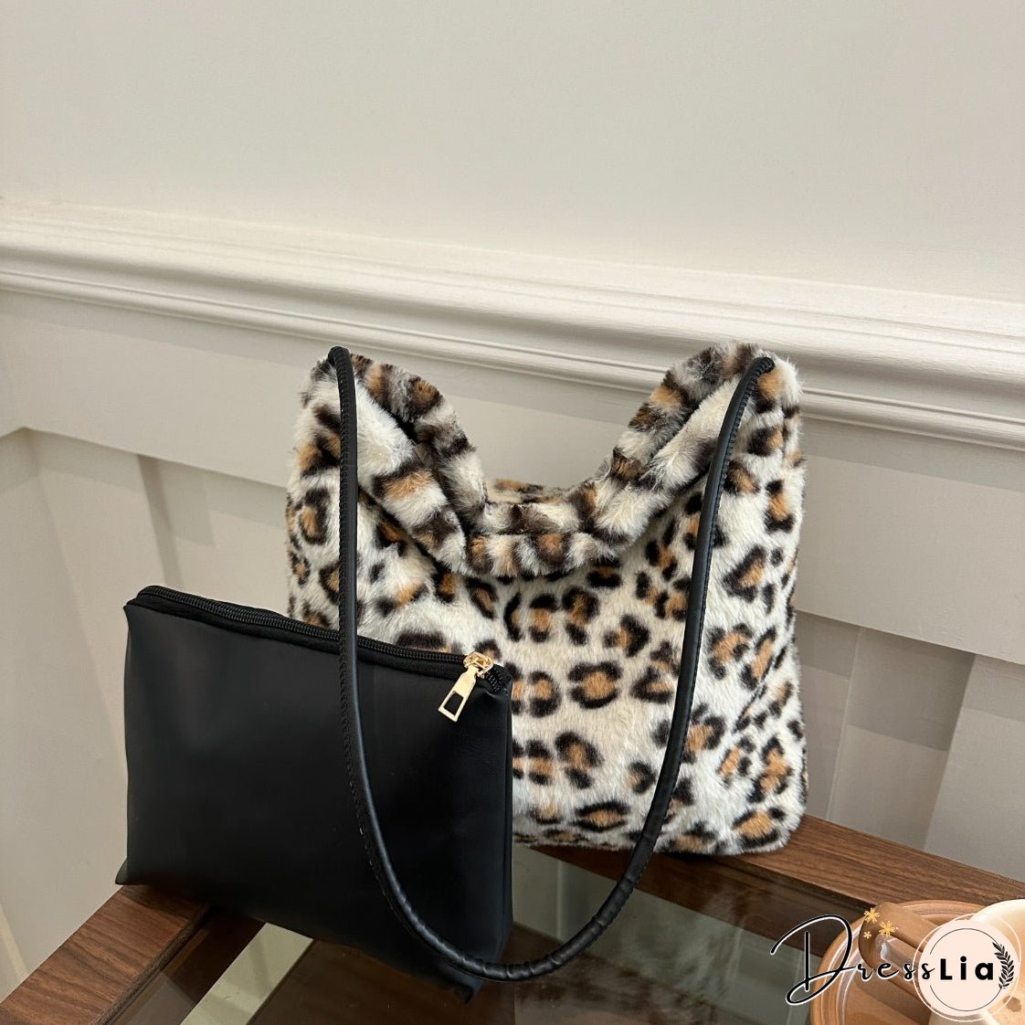 Leopard Furry Shoulder Bag