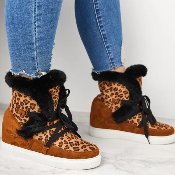 Women's Winter Warm Wedge Heel Suede Boots