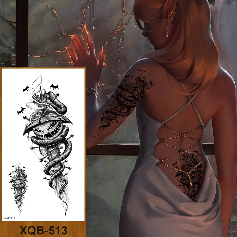 Tattoo Sticker Tribal Mighty Tiger Tatoo Men Women Africa Serengeti Lion Temporary Tattoo Black Indian Warrior Waterproof Flash