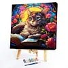 Cat Reading Book Glass Painting-Paint by Numbers Acrylic Painting 40*40CM
