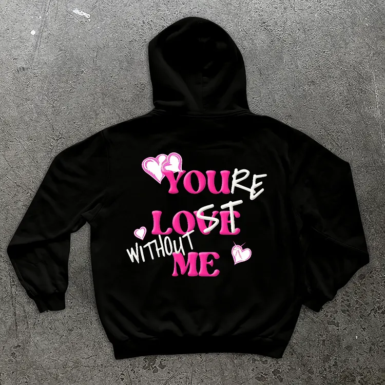 Pink Boy X &ldquo;You&rsquo;Re Lost Without Me&rdquo; Long Sleeve Fleece-lined Hoodie