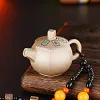 Windproof Pink Flame Blue And White Porcelain Handle Teapot Lighter Decompression Rotation
