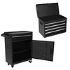 [US Local Warehouse] Large Detachable Toolbox with Double Door & Wheels Sliding Drawers Tool Chest Large Capacity Mechanic Tool Storage Box Metal Tool Cart for Garage Tool Room