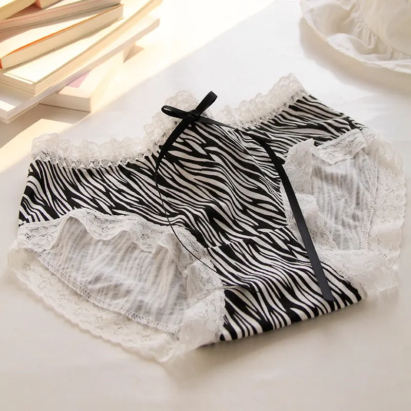 Women's Cotton Underwear Sexy Lace Panties Fashion Leopard Print Traceless Briefs  Waist Comfort Underpants Female Lingerie