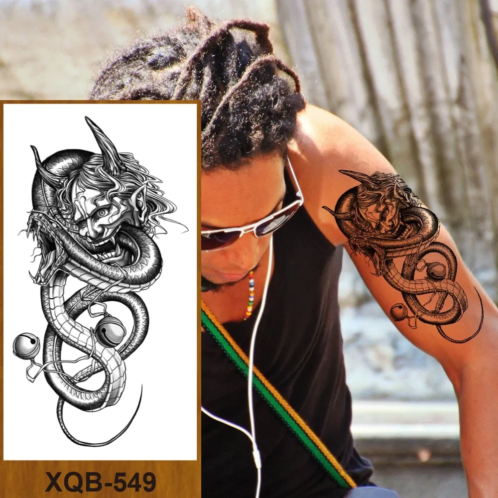 Tattoo Sticker Tribal Mighty Tiger Tatoo Men Women Africa Serengeti Lion Temporary Tattoo Black Indian Warrior Waterproof Flash