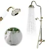 [US Local Warehouse] Antique Gold Shower Head Set with Knobs Mixer Tap Vintage Rainfall Showers Faucet Wear Resist for Home Bathroom Hotel SPA