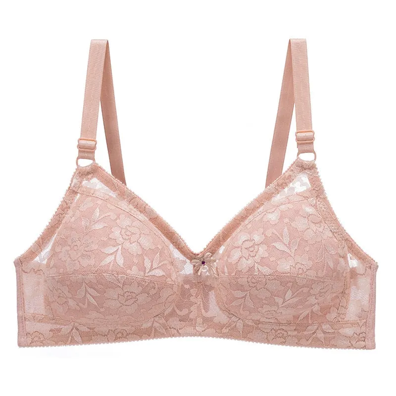 SVOKOR Push Up Bra Sexy Lace Bras For Women Wireless Bralette Ultra-thin Flower Bra underwear