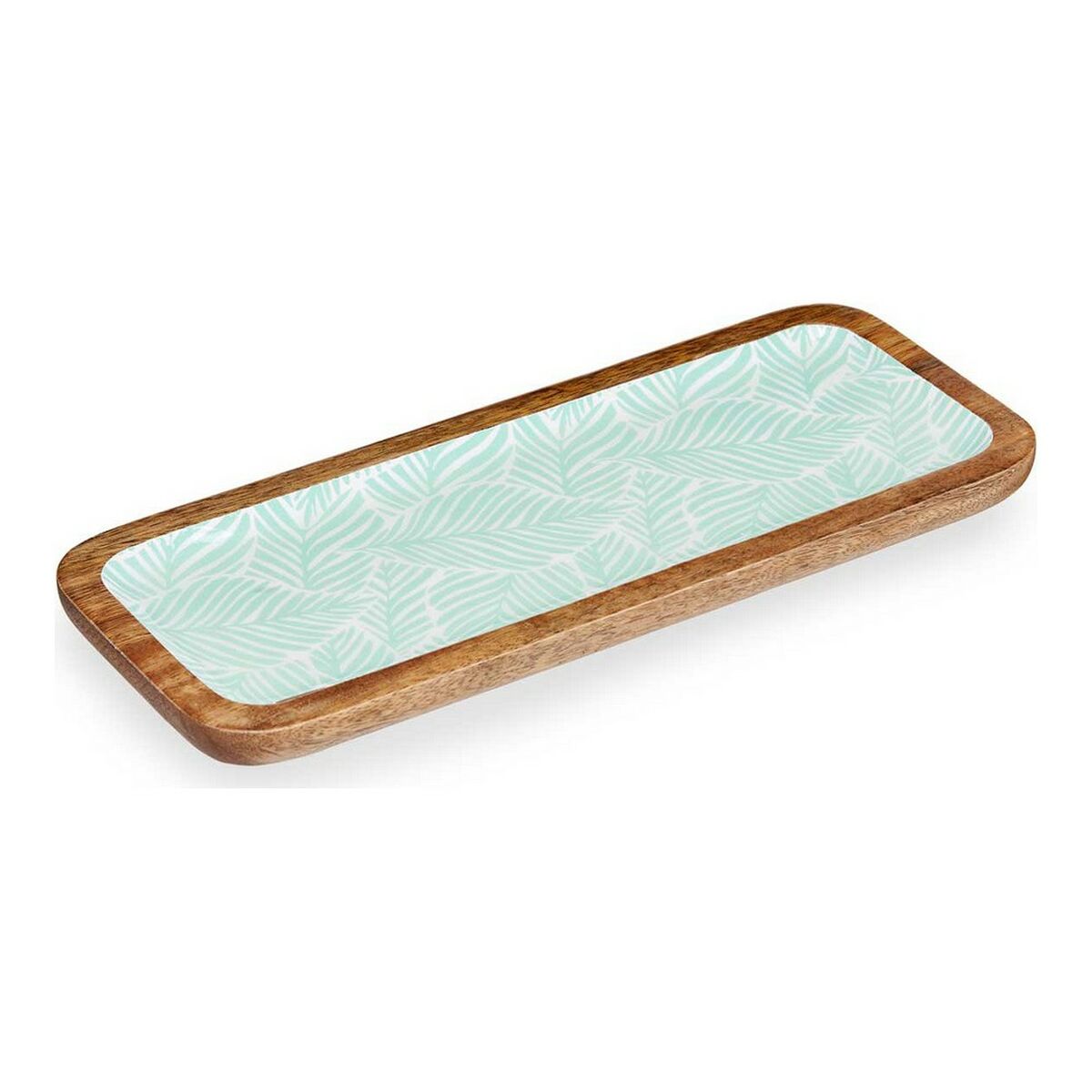 Centerpiece Gift Decor White Brown Green Resin Mango wood 38 x 15 cm Leaf of a plant