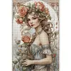 >SALE<Full Embroidery Eco-cotton Thread 11CT Print Rose Girl Cross Stitch Kit 40x60cm