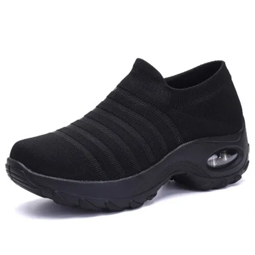 Women Sneakers knitting Mesh Breathable Vulcanized Female Trainers Shoes Women's Lace-Up Walking Shoes Ladies Platform Footwear