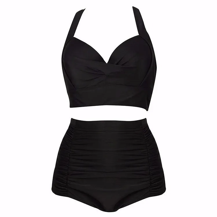 Women Plus Size Swimwear Bikinis Sexy Retro High Waist Push-up Bikini Split Swimsuit for Women