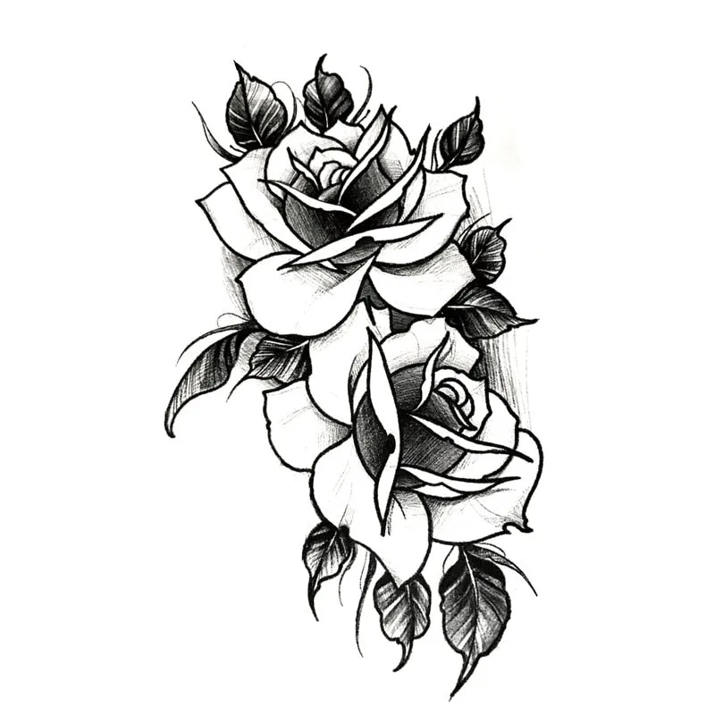 Waterproof Black Temporary Tattoo Stickers Men Women Rose Feather ankle Body Art Water Transfer Tattoos Arm Waist Finger Tatoo