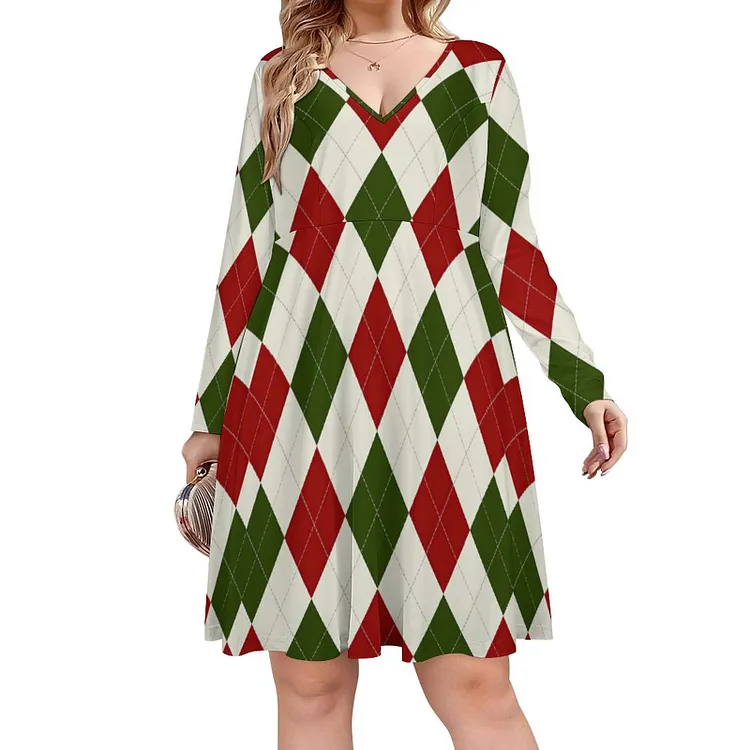 Personalized Design Women's Oversized V-neck Dress Christmas