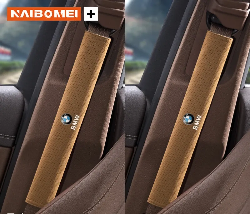 Car seat belt abdomen/shoulder anti-strangulation leather cover