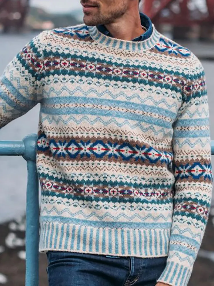 Vintage Brodie Knit Jacquard Crew Neck Sweater