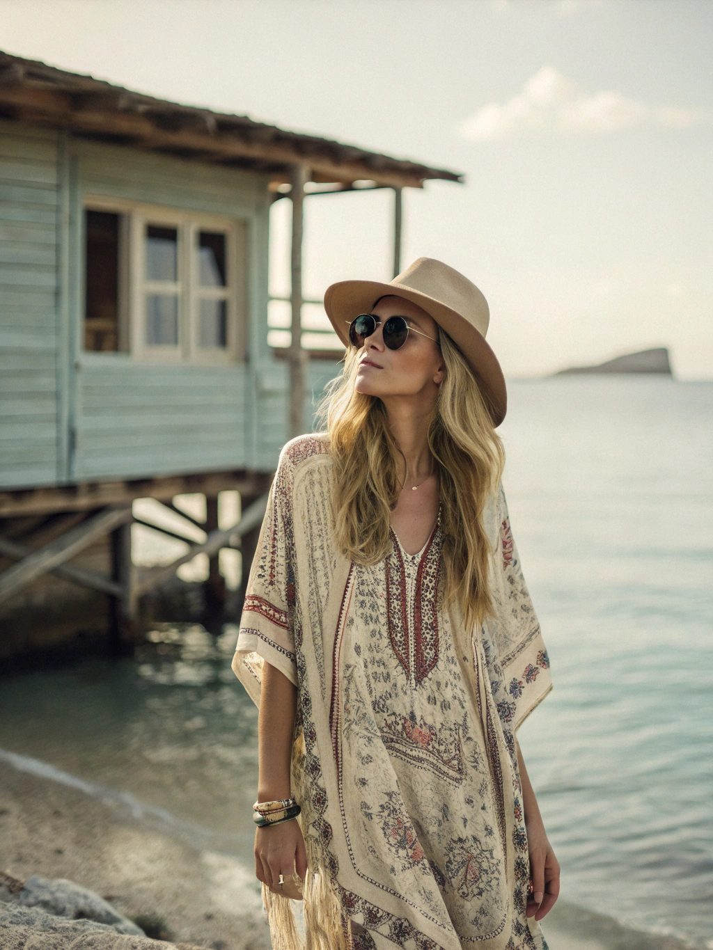 Contton & Linen Long Sleeve Kaftan Maxi Dress